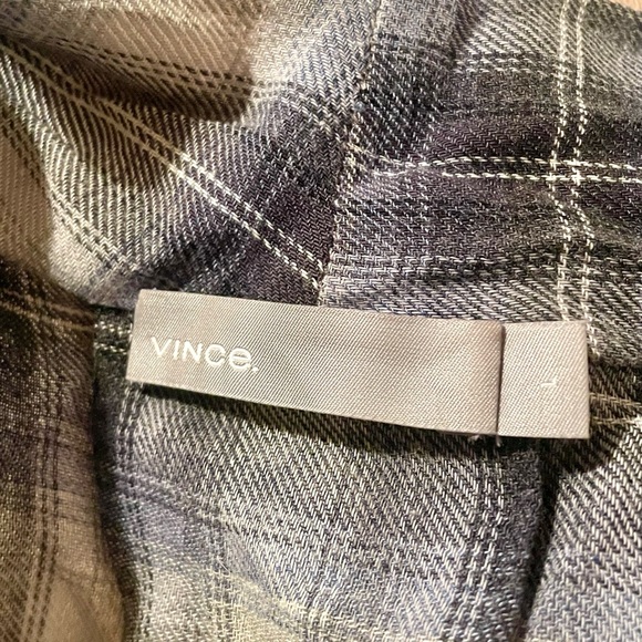 Vince Shadow Plaid Wrap Dress in Twilight - Picture 8 of 8